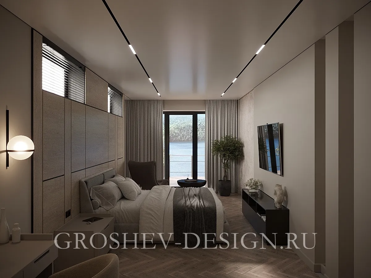 Дизайн интерьера частного дома в с. Овсянка, г. Красноярск - Спальня - Фото 4